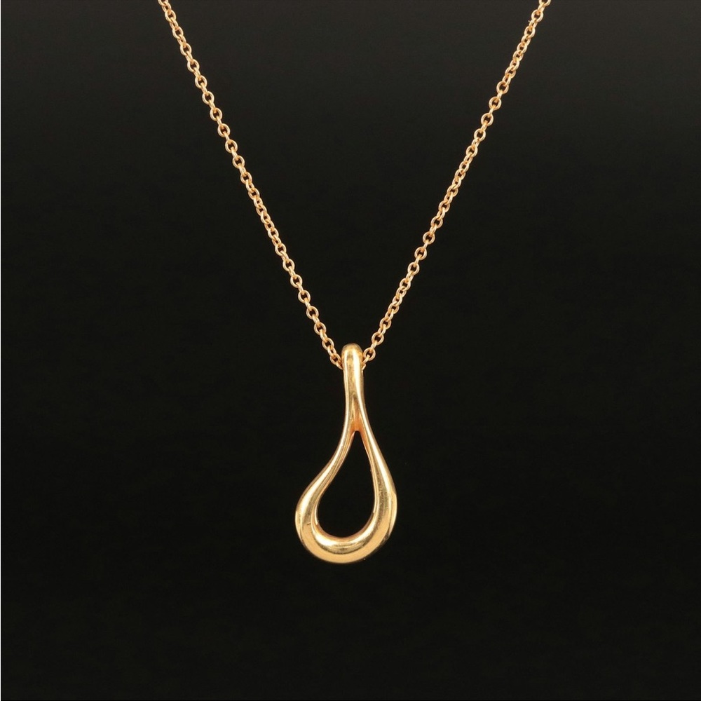 Tiffany Elsa Peretti 18k Open Teardrop Necklace